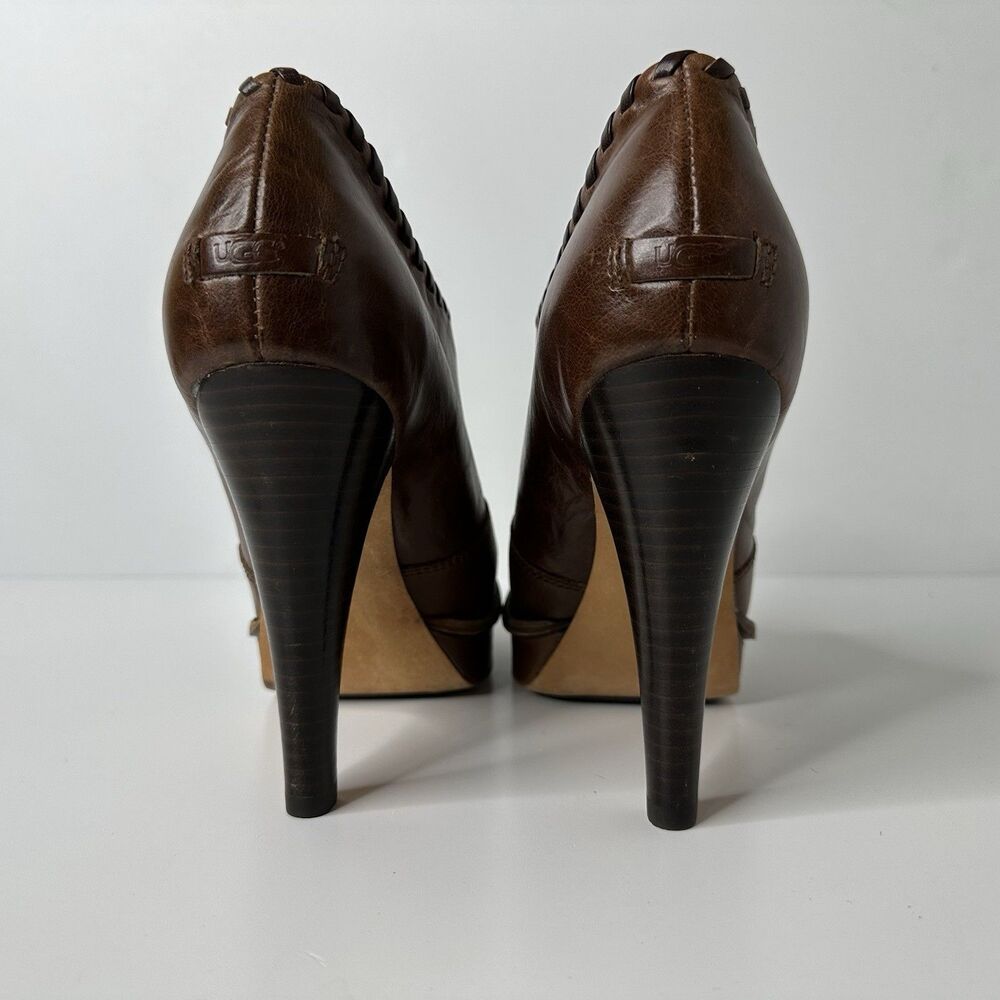 UGG Brown Leather Platform Ankle Pumps - Picture 5 of 16